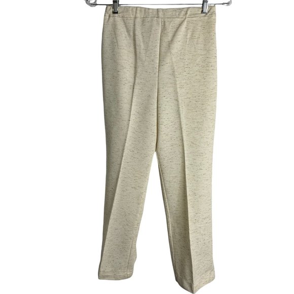 Vintage 70s Layered Look Cardigan Pant Set S Beige Knit Buttons Elastic Waist - Picture 8 of 10